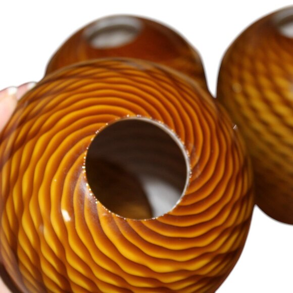 Catalina Lighting Pendant Track Ceiling Amber Art Glass Globes Set of 3 - Picture 9 of 9